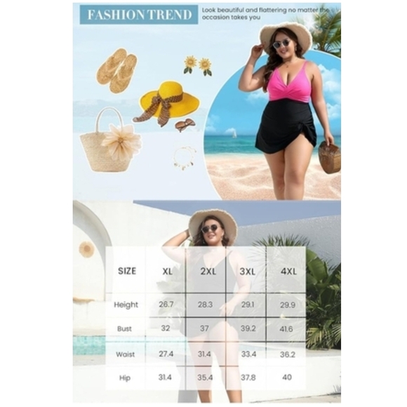 MFAVIP - 3X WPink and Black Swim Dress - Picture 5 of 12